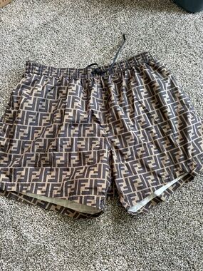 Fendi Black Swim Shorts with Branded Tag